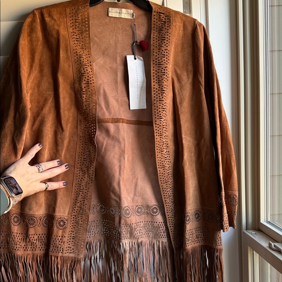 Johnny Was Cognac Suede Jacket with Fringe - Picture 5 of 8